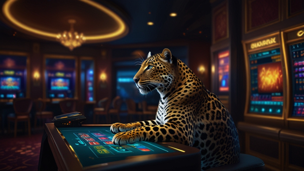 Pantalla de retiro con motivos de leopardo y estado de pago en revisión